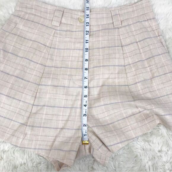 RAILS Ilena Linen Trouser Shorts High Waist‎ Sand Check Cream Plaid Size 12 New - Picture 16 of 16